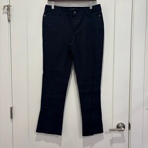 Lauren Ralph Lauren Petite Navy Blue Stretch Cotton Straight Leg Pants‎ 8P